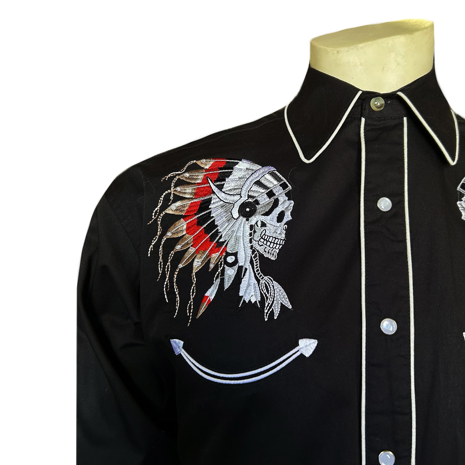 Men’s Chief Skulls Vintage Embroidered Western Shirt