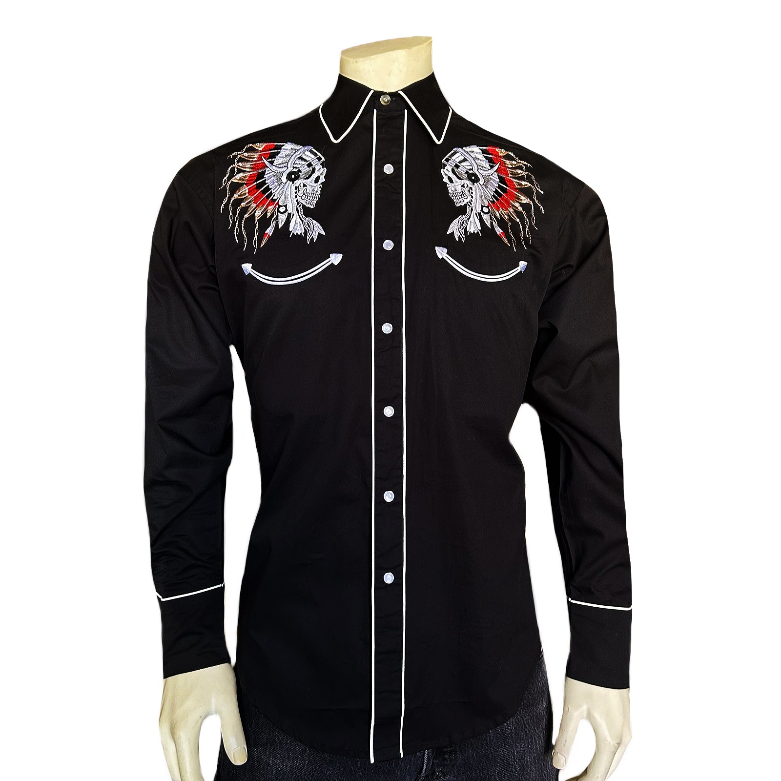 Men’s Chief Skulls Vintage Embroidered Western Shirt