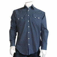 Men's American Stars Print Western Shirt in Navy