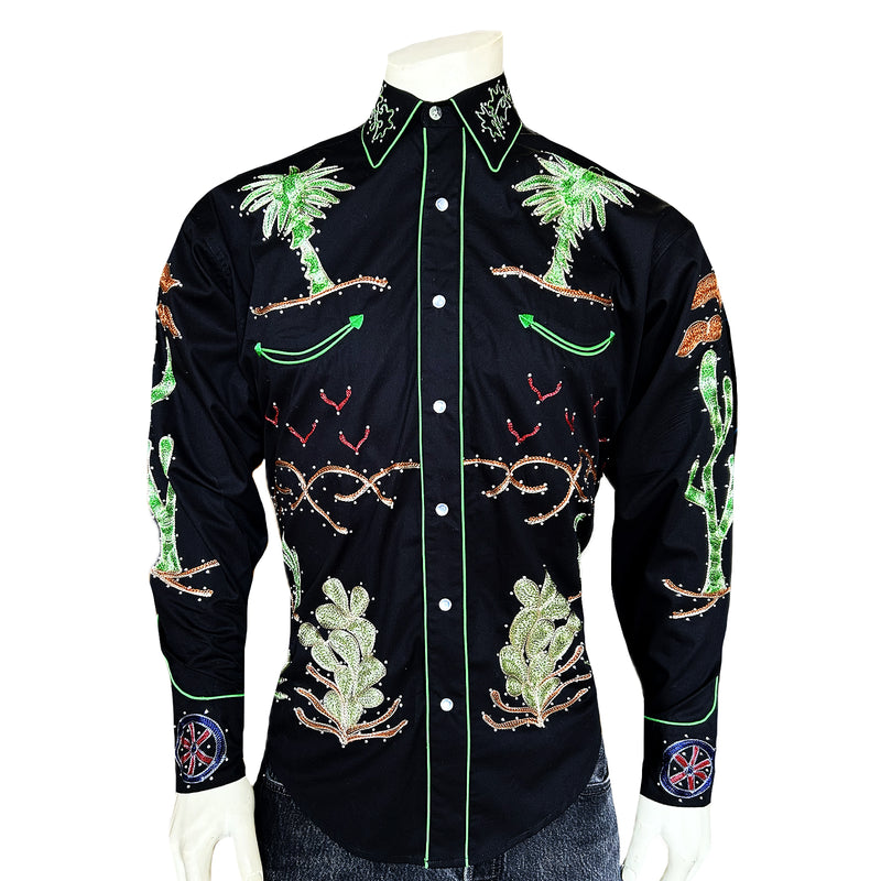 Men's Porter Wagoner Black Embroidered Western Shirt