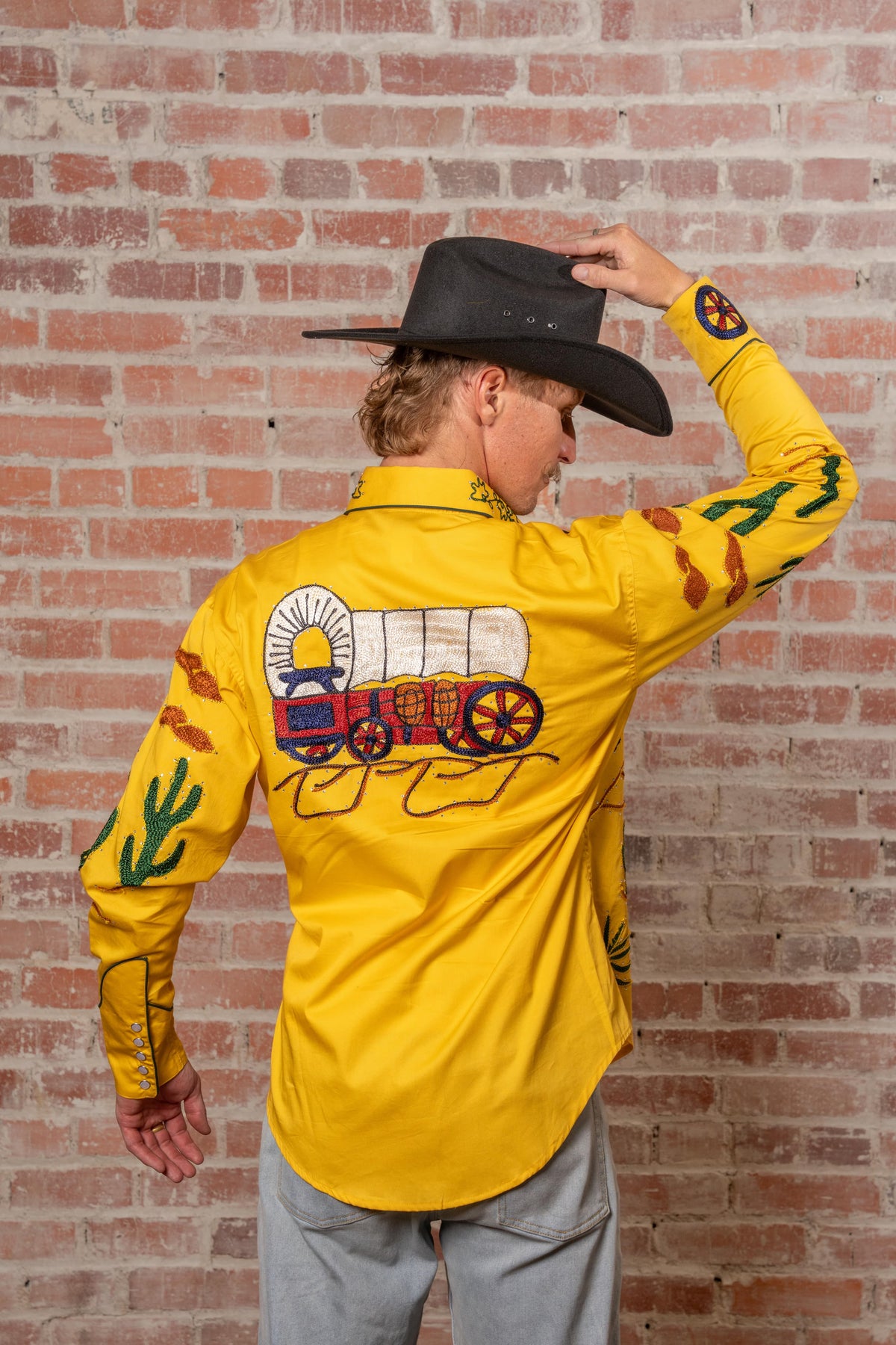 Men's Porter Wagoner Gold Embroidered Western Shirt
