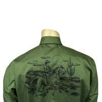 Men's Vintage Green Rider Embroidered Western Shirt