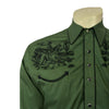 Men's Green Vintage Rider Embroidered Western Shirt