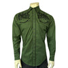 Men's Green Vintage Rider Embroidered Western Shirt