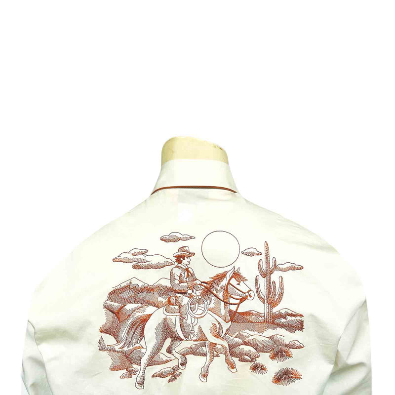 Men's Ivory Vintage Rider Embroidered Western Shirt