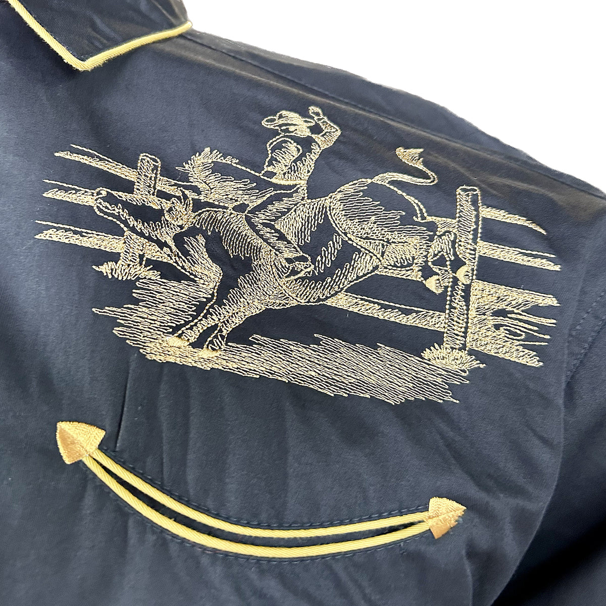 Bull Rider Embroidery Men's Black Vintage Bull Rider Embroidery – Rockmount
