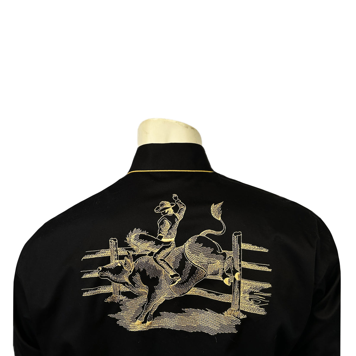 Bull Rider Embroidery Men's Vintage Black Bull Rider Embroidered Western Shirt – Rockmount