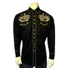 Men's Vintage Black Bull Rider Embroidered Western Shirt