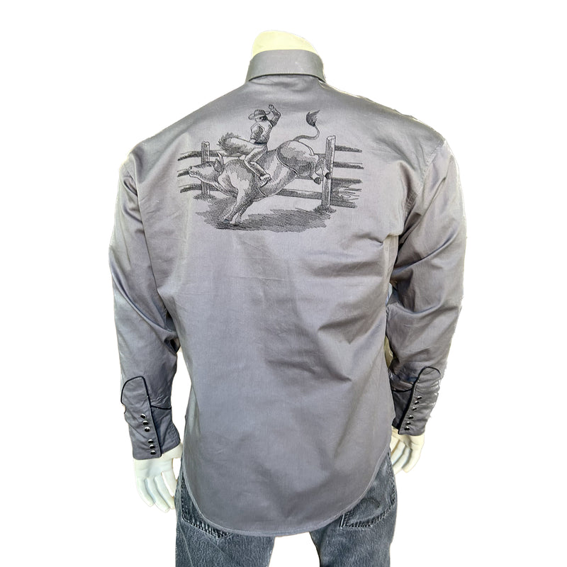 Men's Grey Vintage Bull Rider Embroidery