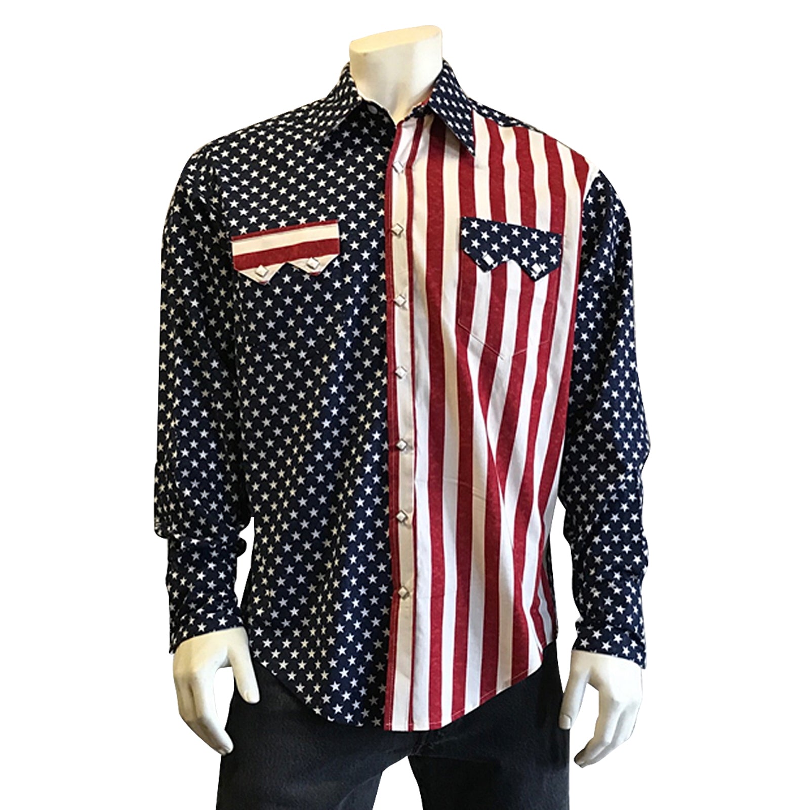 Men's American Flag 2-Tone Western Shirt - Made in USA!
