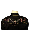 Men's Black Vintage Variegated Floral Embroidered Western Shirt