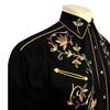 Men's Black Vintage Variegated Floral Embroidered Western Shirt