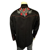 Men's Black Floral & Horseshoe Embroidered Western Shirt