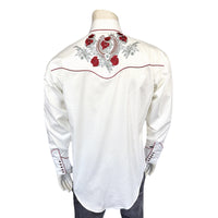 Men’s Ivory Floral & Horseshoe Embroidery Western Shirt