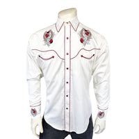 Men’s Ivory Floral & Horseshoe Embroidery Western Shirt