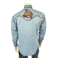 Men's Denim Bronc Embroidered Western Shirt