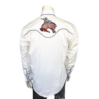 Men's Ivory Bronc Embroidered Western Shirt