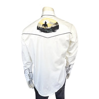 Men's Ivory Cowboy Sunset Embroidered Western Shirt