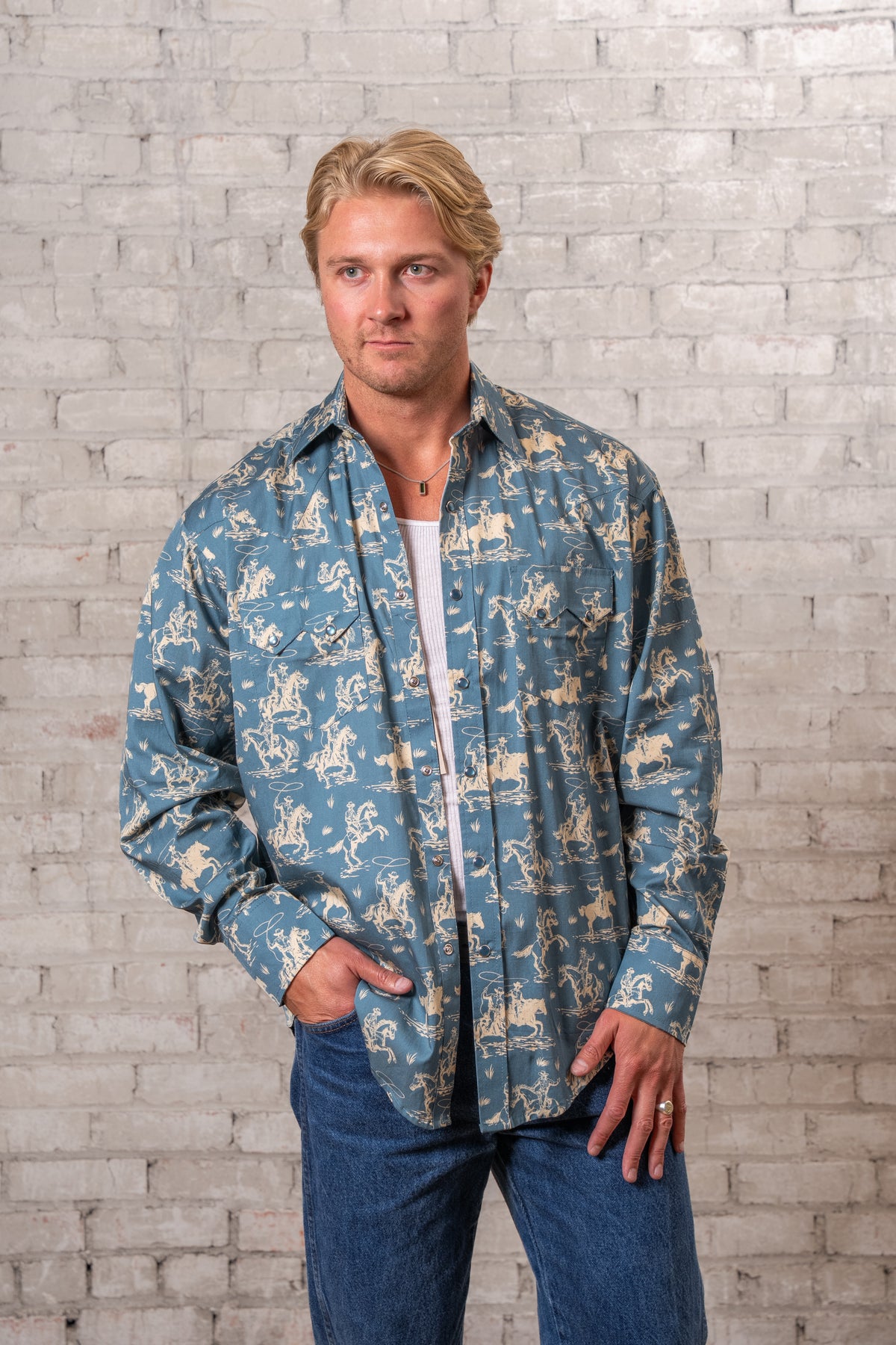 mens pearl snap dress shirts Wrangler Men's Western Long Sleeve Snap Shirt