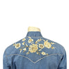 Men's Vintage Denim Floral Embroidered Western Shirt