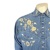 Men's Vintage Denim Floral Embroidered Western Shirt