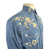 Men's Vintage Denim Floral Embroidered Western Shirt