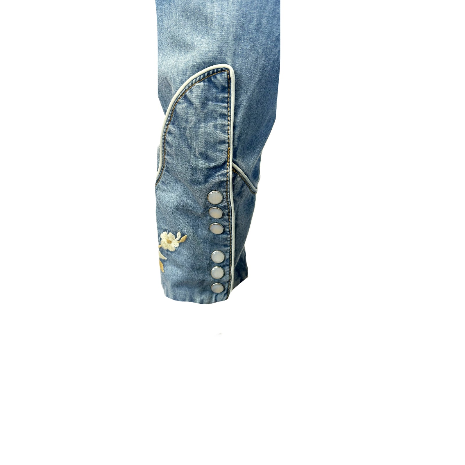 Rockmount Men's Vintage Denim Floral Embroidered Western Shirt