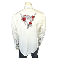 Women's Ivory Red Roses & Steerhead Embroidery