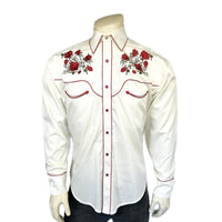 Women's Ivory Red Roses & Steerhead Embroidery