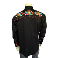 Men's Black Native American Embroidery Western Shirt