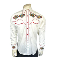 Men's Ivory Native American Embroidery Western Shirt
