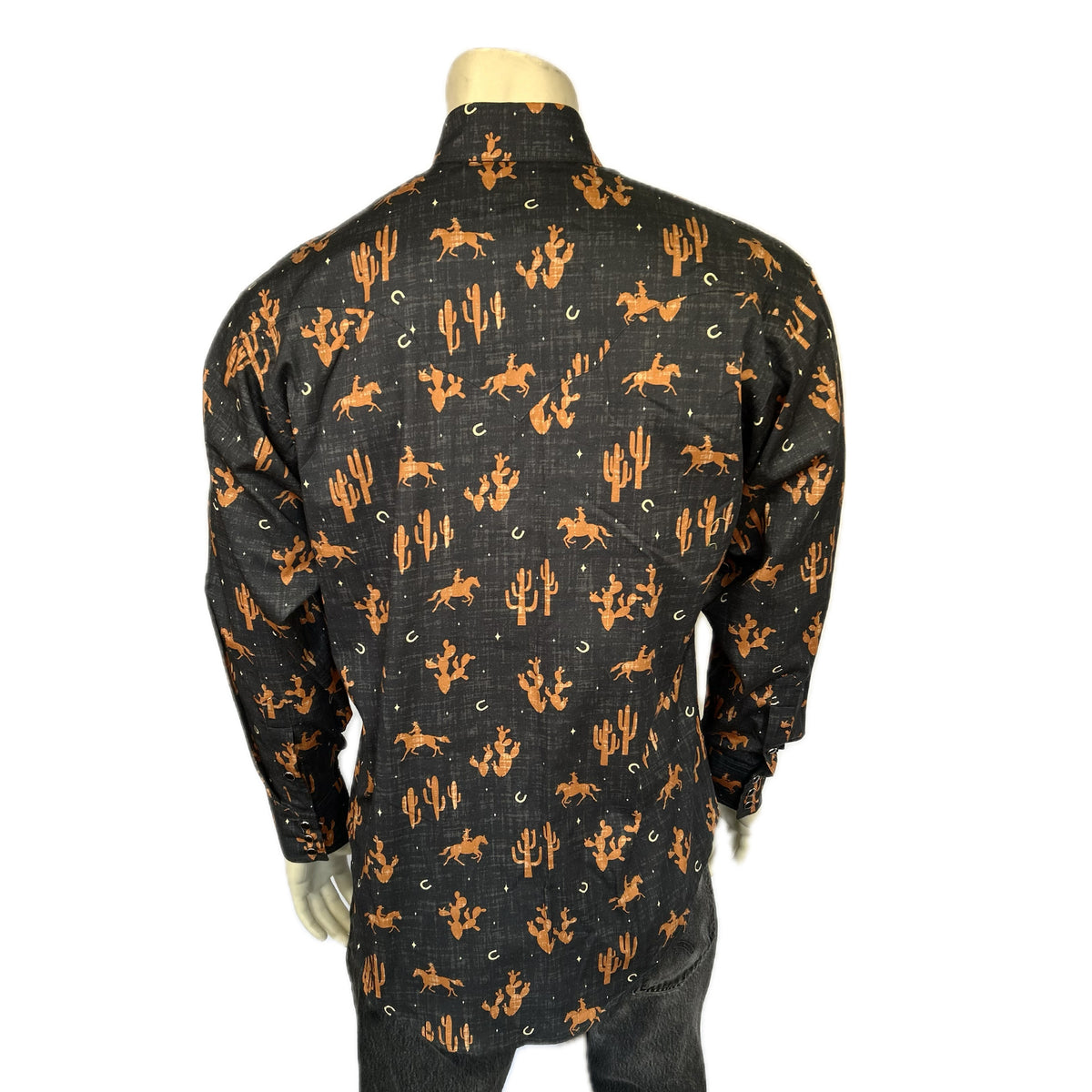 Men’s Black Print Western Shirt