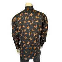 Men’s Black Print Western Shirt