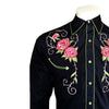 Men’s in Black Steer Longhorn & Floral Embroidered Western Shirt