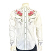 Men’s Longhorn & Floral Embroidery Western Shirt in Ivory
