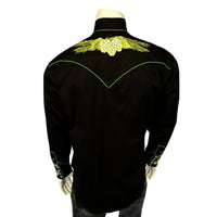 Men's Vintage Black Beer Hops Embroidered Western Shirt