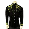 Men's Vintage Black Beer Hops Embroidered Western Shirt