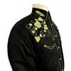 Men's Vintage Beer Hops Embroidered Western Shirt in Black