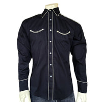 Men's Signature Solid Black Western Shirt with Smile Pockets