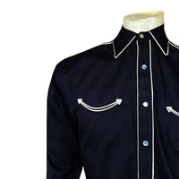 Men's Signature Solid Black Western Shirt with Smile Pockets