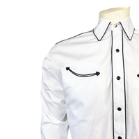 Men's Signature Solid White Western Shirt with Smile Pockets