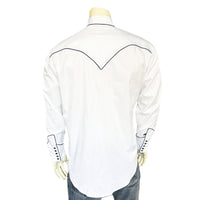 Men's Signature Solid White Western Shirt with Smile Pockets