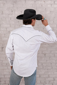 Men's Signature Solid White Western Shirt with Smile Pockets