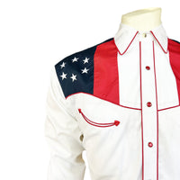 Men's Vintage USA Flag & Eagle Embroidered Western Shirt