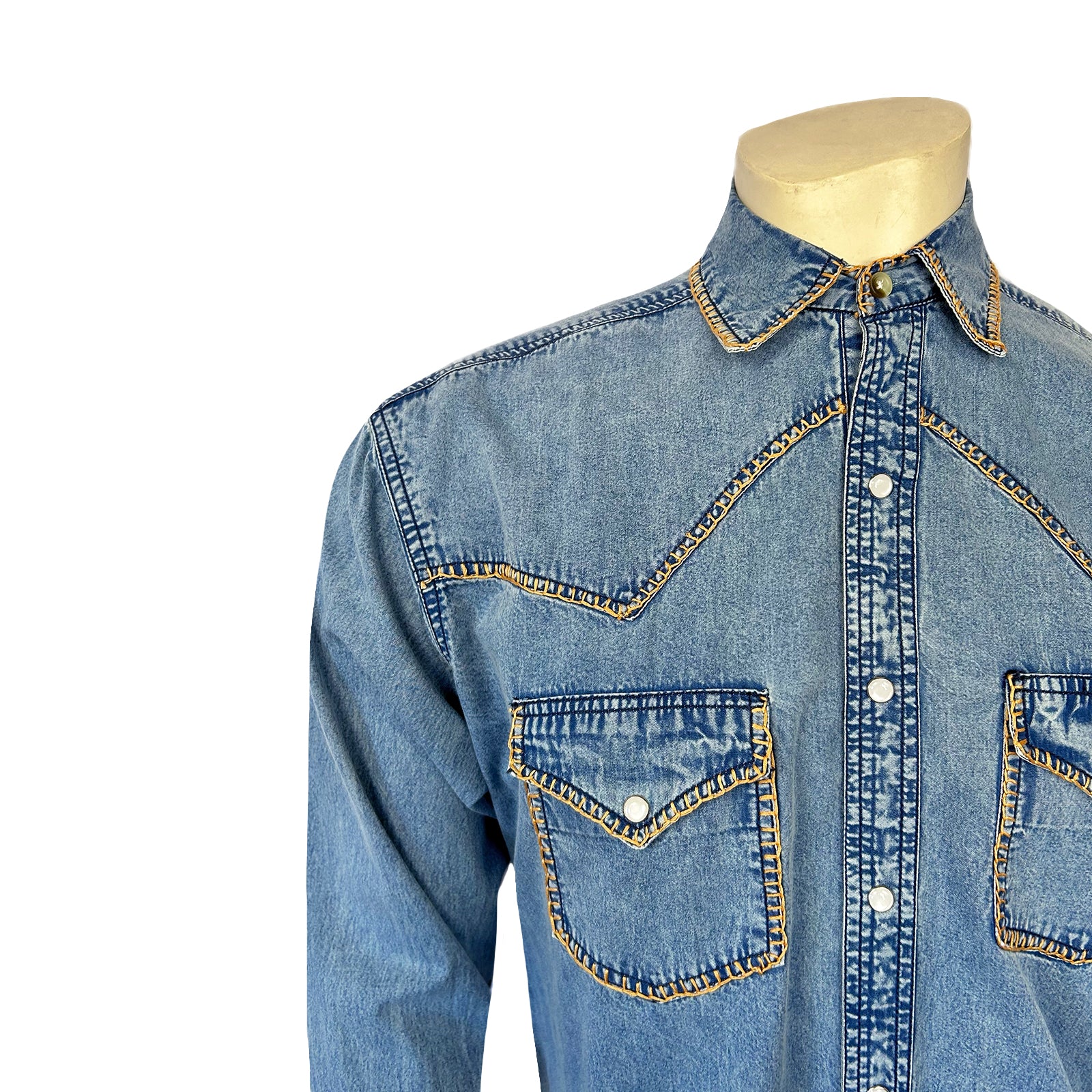 Rockmount Men's Stonewashed Denim Blanket Stitch Shirt Rockmount Men's Stonewashed Denim Blanket Stitch Shirt