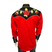 Men's Vintage 2-Tone Red Roses Embroidery Western Shirt