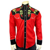 Men's Vintage 2-Tone Red Roses Embroidered Western Shirt