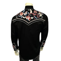 Men's Vintage Black Pastel Floral Embroidered Western Shirt
