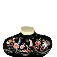 Men's Vintage Black Pastel Floral Embroidered Western Shirt