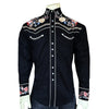 Men's Vintage Black Pastel Floral Embroidered Western Shirt